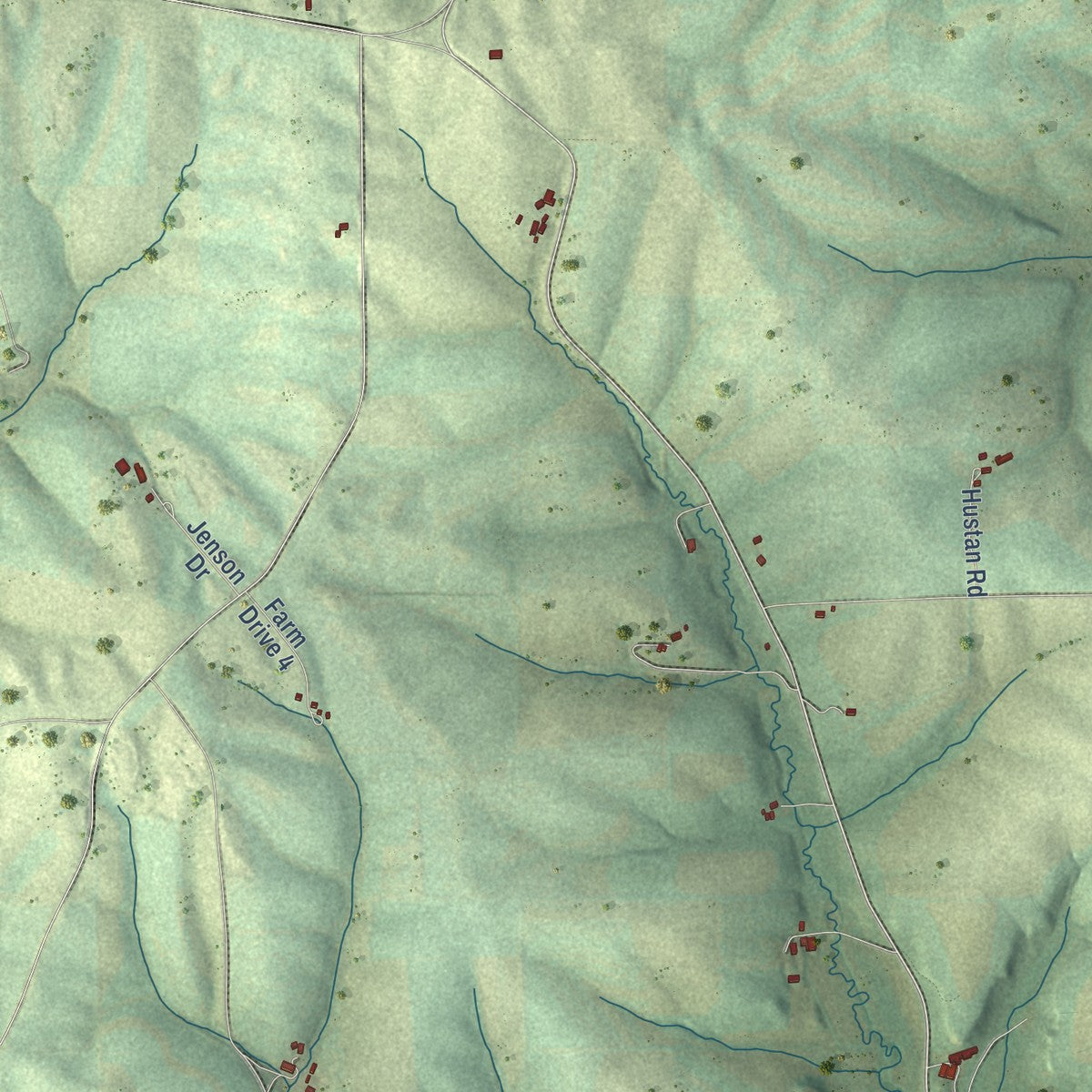 Close-up of the map of Primrose, Wisconsin print showing street and building detail