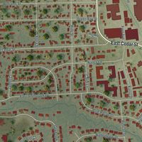 Close-up of the map of Pulaski, Brown County, Wisconsin print showing street and building detail