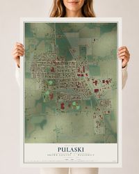Map of Pulaski, Brown County, Wisconsin, 24 x 36 inch unframed archival matte print