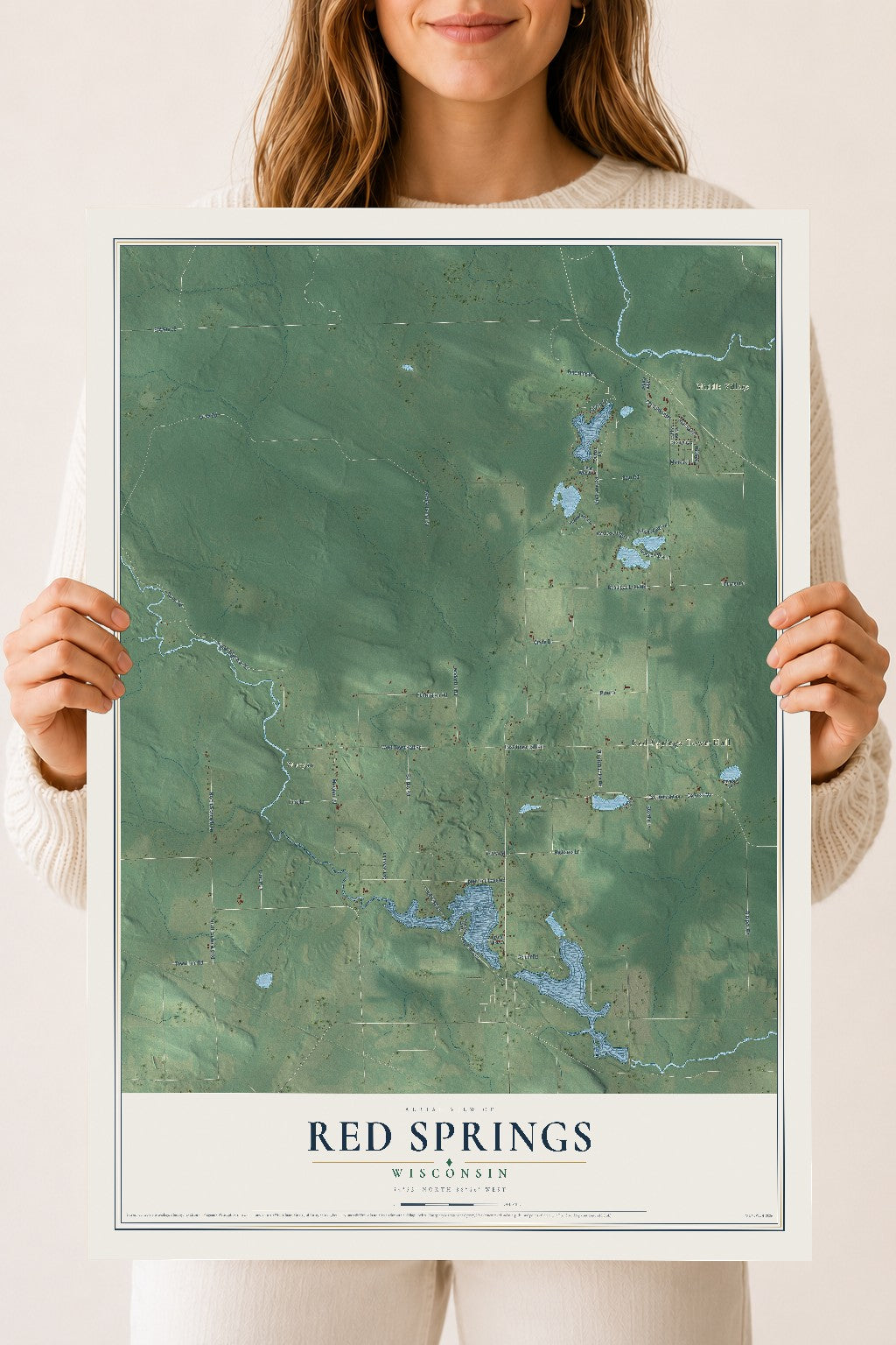 Map of Red Springs, Wisconsin, 18 x 24 inch unframed archival matte print