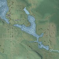 Close-up of the map of Red Springs, Wisconsin print showing street and building detail
