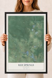 Map of Red Springs, Wisconsin, 18 x 24 inch print in a black wood frame