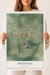 Map of Reedsville, Wisconsin, 18 x 24 inch unframed archival matte print
