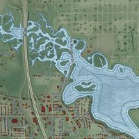 Second close-up of the map of Rib Mountain, Wisconsin print showing more streets and buildings