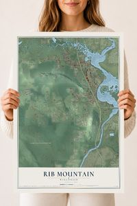 Map of Rib Mountain, Wisconsin, 18 x 24 inch unframed archival matte print