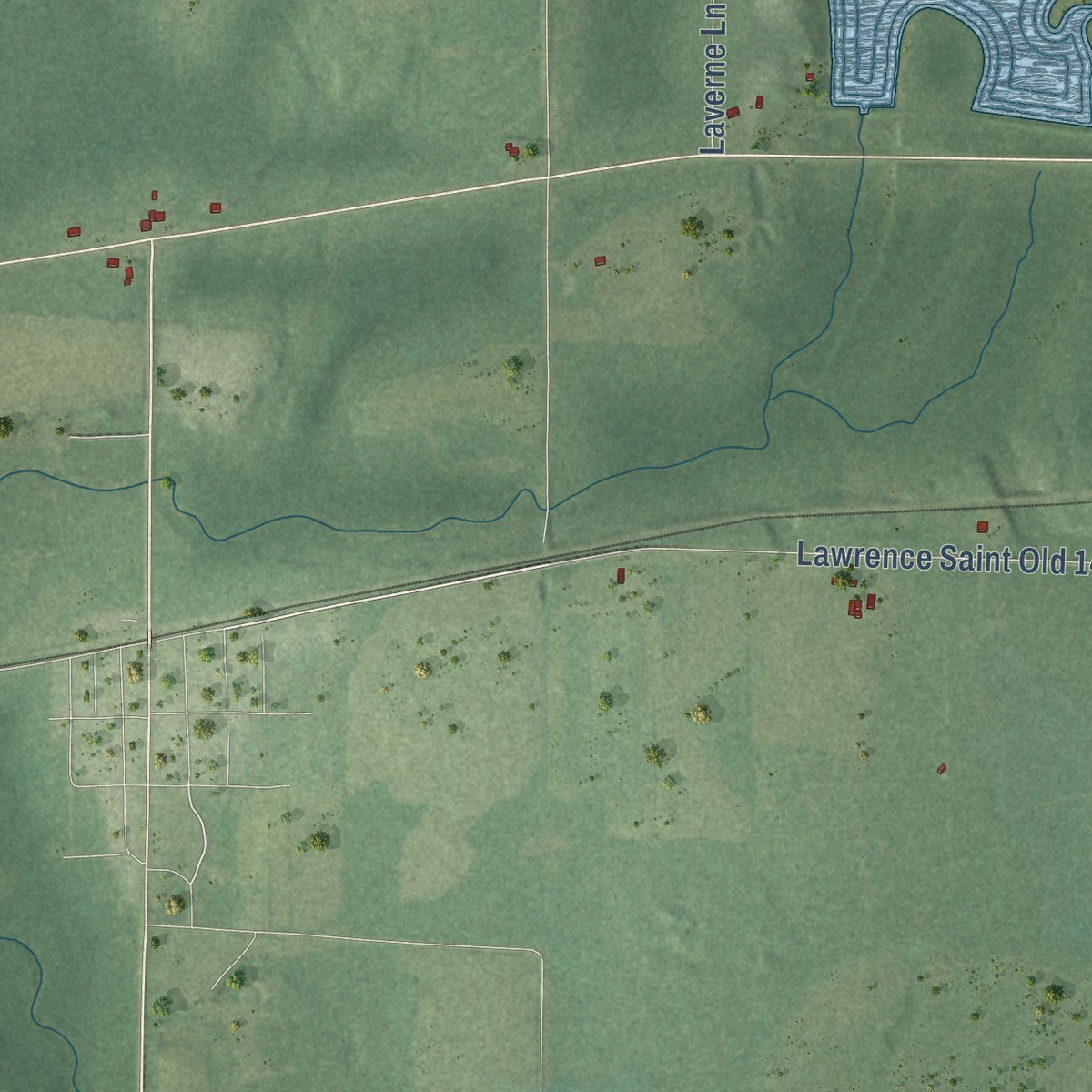 Close-up of the map of Richland, Rusk County, Wisconsin print showing street and building detail
