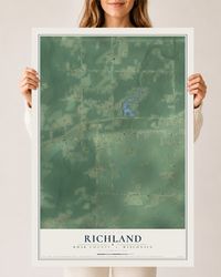 Map of Richland, Rusk County, Wisconsin, 24 x 36 inch unframed archival matte print