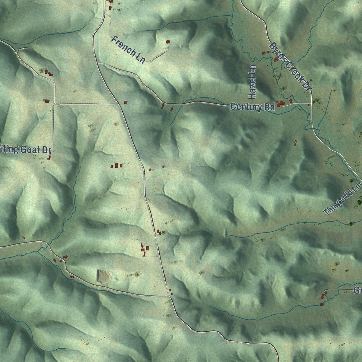 Second close-up of the map of Richwood, Wisconsin print showing more streets and buildings