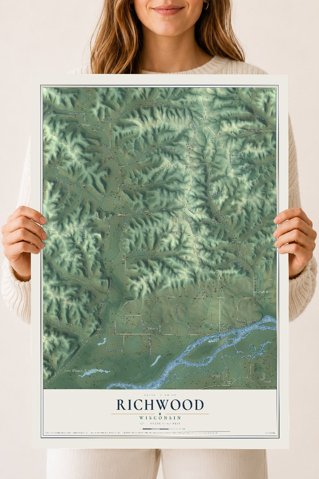 Map of Richwood, Wisconsin, 18 x 24 inch unframed archival matte print