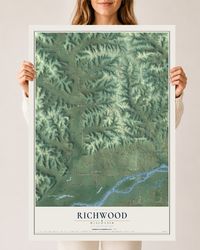 Map of Richwood, Wisconsin, 24 x 36 inch unframed archival matte print