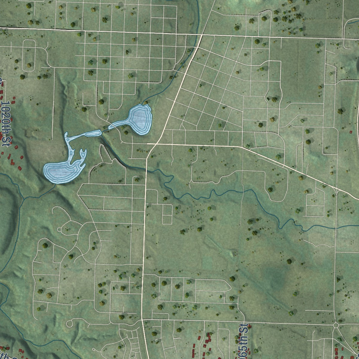 Close-up of the map of River Falls, Pierce County, Wisconsin print showing street and building detail