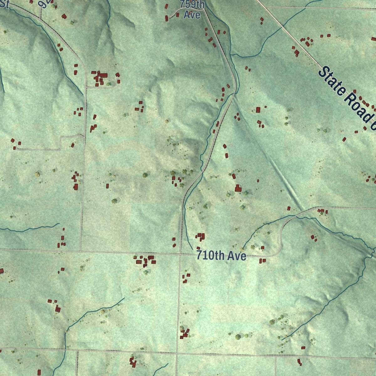 Second close-up of the map of River Falls, Pierce County, Wisconsin print showing more streets and buildings