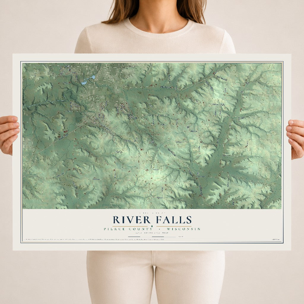 Map of River Falls, Pierce County, Wisconsin, 18 x 24 inch unframed archival matte print