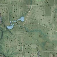 Close-up of the map of River Falls, Pierce County, Wisconsin print showing street and building detail