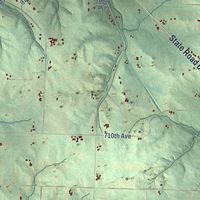 Second close-up of the map of River Falls, Pierce County, Wisconsin print showing more streets and buildings