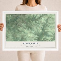 Map of River Falls, Pierce County, Wisconsin, 18 x 24 inch print in a white wood frame