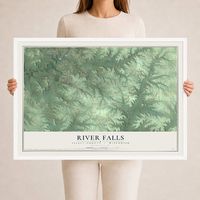 Map of River Falls, Pierce County, Wisconsin, 24 x 36 inch print in a white wood frame
