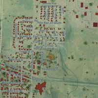 Close-up of the map of Roberts, Wisconsin print showing street and building detail