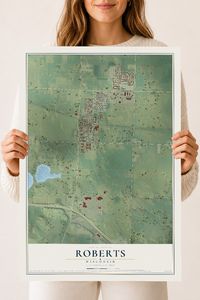 Map of Roberts, Wisconsin, 18 x 24 inch unframed archival matte print