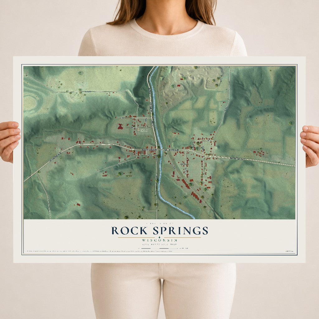 Map of Rock Springs, Wisconsin, 18 x 24 inch unframed archival matte print