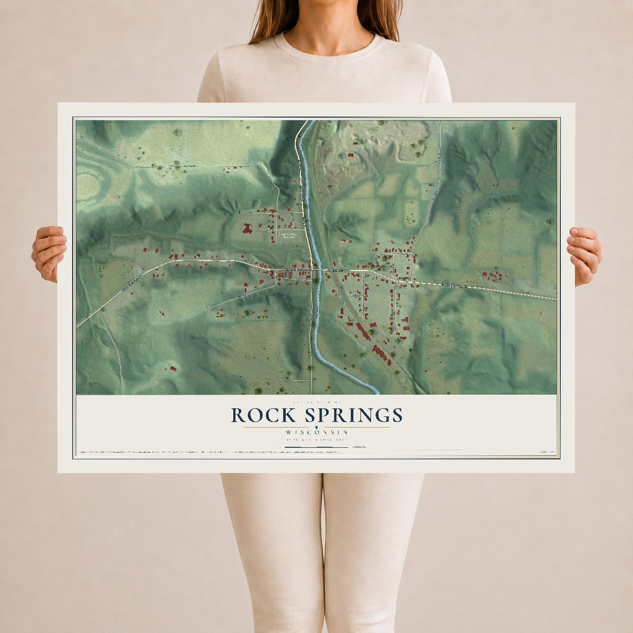 Map of Rock Springs, Wisconsin, 24 x 36 inch unframed archival matte print