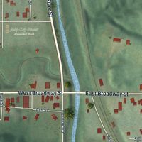 Close-up of the map of Rock Springs, Wisconsin print showing street and building detail