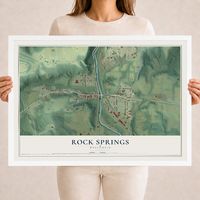 Map of Rock Springs, Wisconsin, 18 x 24 inch print in a white wood frame