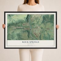 Map of Rock Springs, Wisconsin, 24 x 36 inch print in a black wood frame