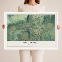 Map of Rock Springs, Wisconsin, 24 x 36 inch print in a white wood frame