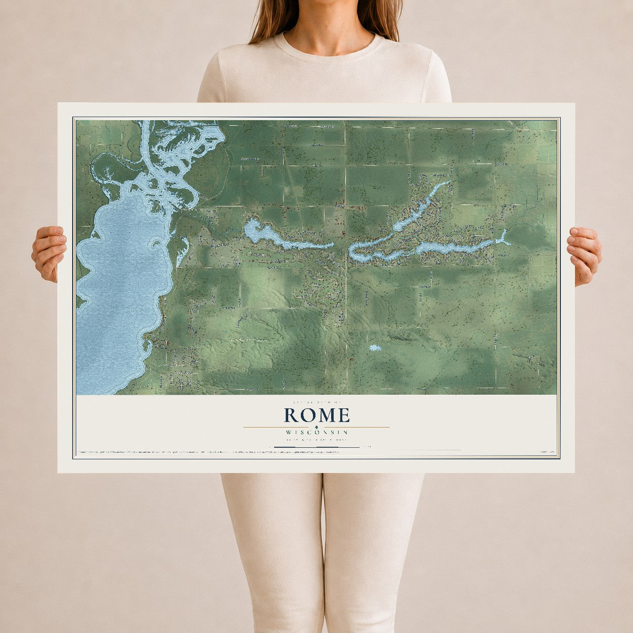 Map of Rome, Wisconsin, 24 x 36 inch unframed archival matte print