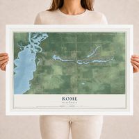 Map of Rome, Wisconsin, 18 x 24 inch print in a white wood frame