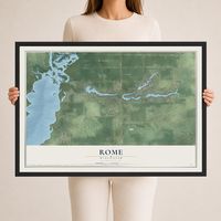 Map of Rome, Wisconsin, 24 x 36 inch print in a black wood frame