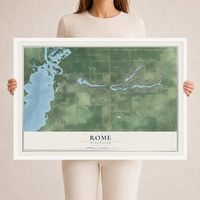 Map of Rome, Wisconsin, 24 x 36 inch print in a white wood frame