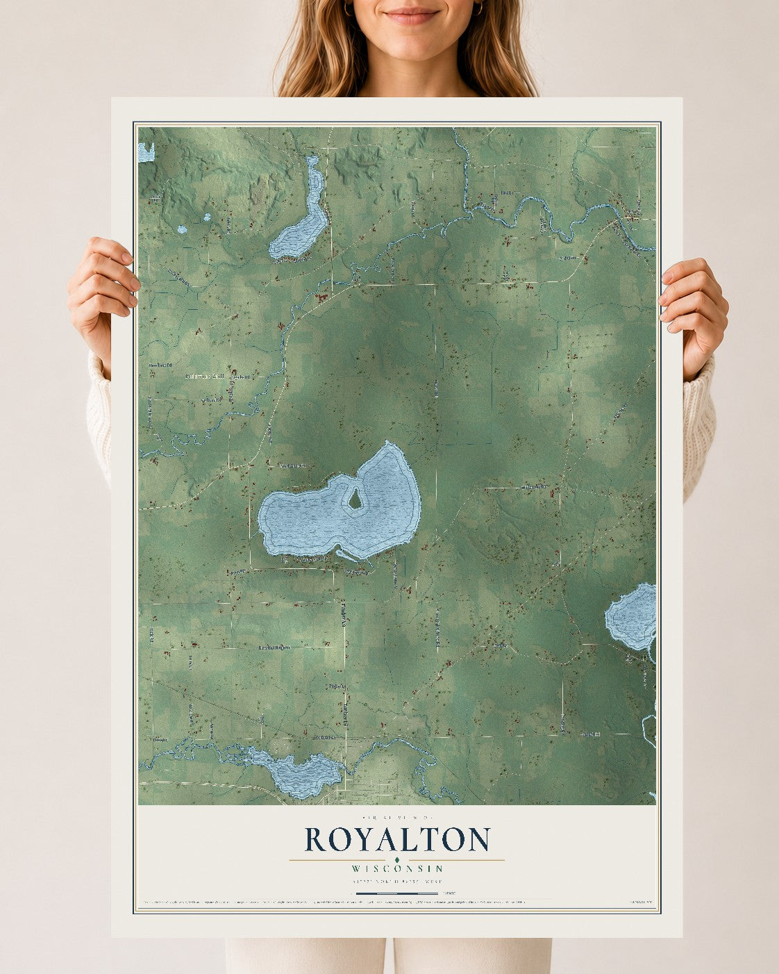 Map of Royalton, Wisconsin, 24 x 36 inch unframed archival matte print