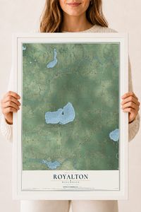 Map of Royalton, Wisconsin, 18 x 24 inch print in a white wood frame