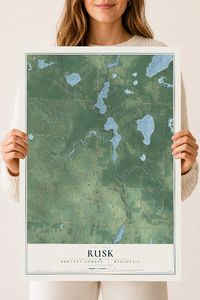 Map of Rusk, Burnett County, Wisconsin, 18 x 24 inch unframed archival matte print