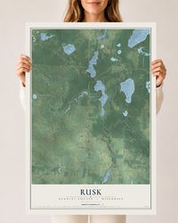 Map of Rusk, Burnett County, Wisconsin, 24 x 36 inch unframed archival matte print