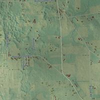 Second close-up of the map of Rutland, Wisconsin print showing more streets and buildings