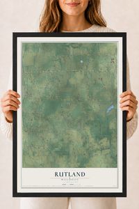 Map of Rutland, Wisconsin, 18 x 24 inch print in a black wood frame