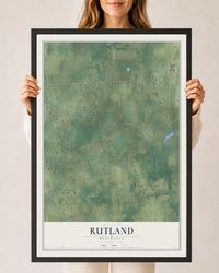 Map of Rutland, Wisconsin, 24 x 36 inch print in a black wood frame