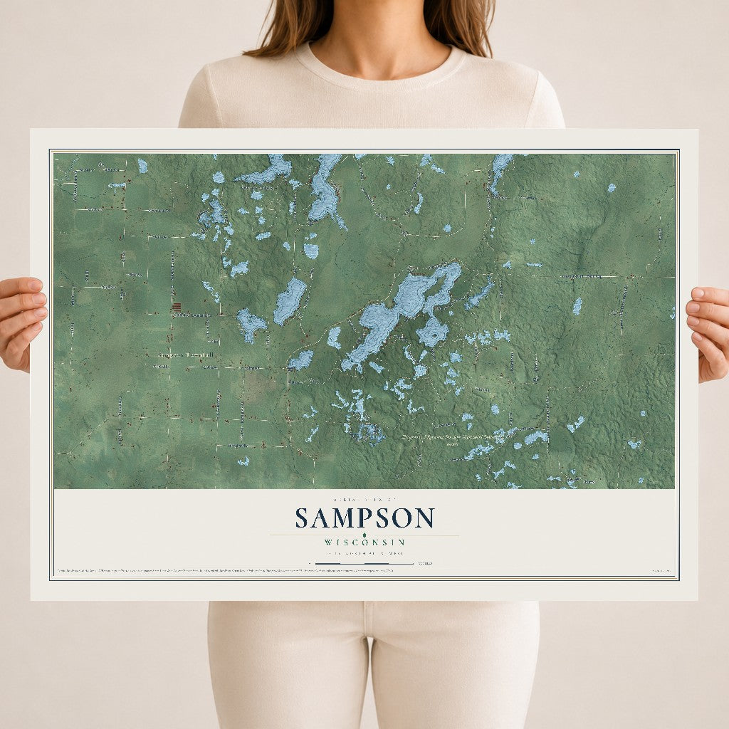 Map of Sampson, Wisconsin, 18 x 24 inch unframed archival matte print