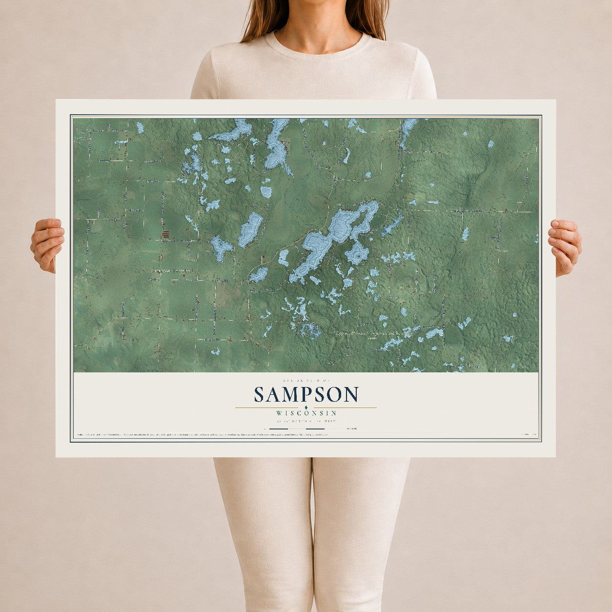 Map of Sampson, Wisconsin, 24 x 36 inch unframed archival matte print