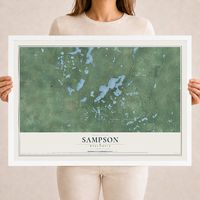 Map of Sampson, Wisconsin, 18 x 24 inch print in a white wood frame