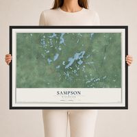Map of Sampson, Wisconsin, 24 x 36 inch print in a black wood frame