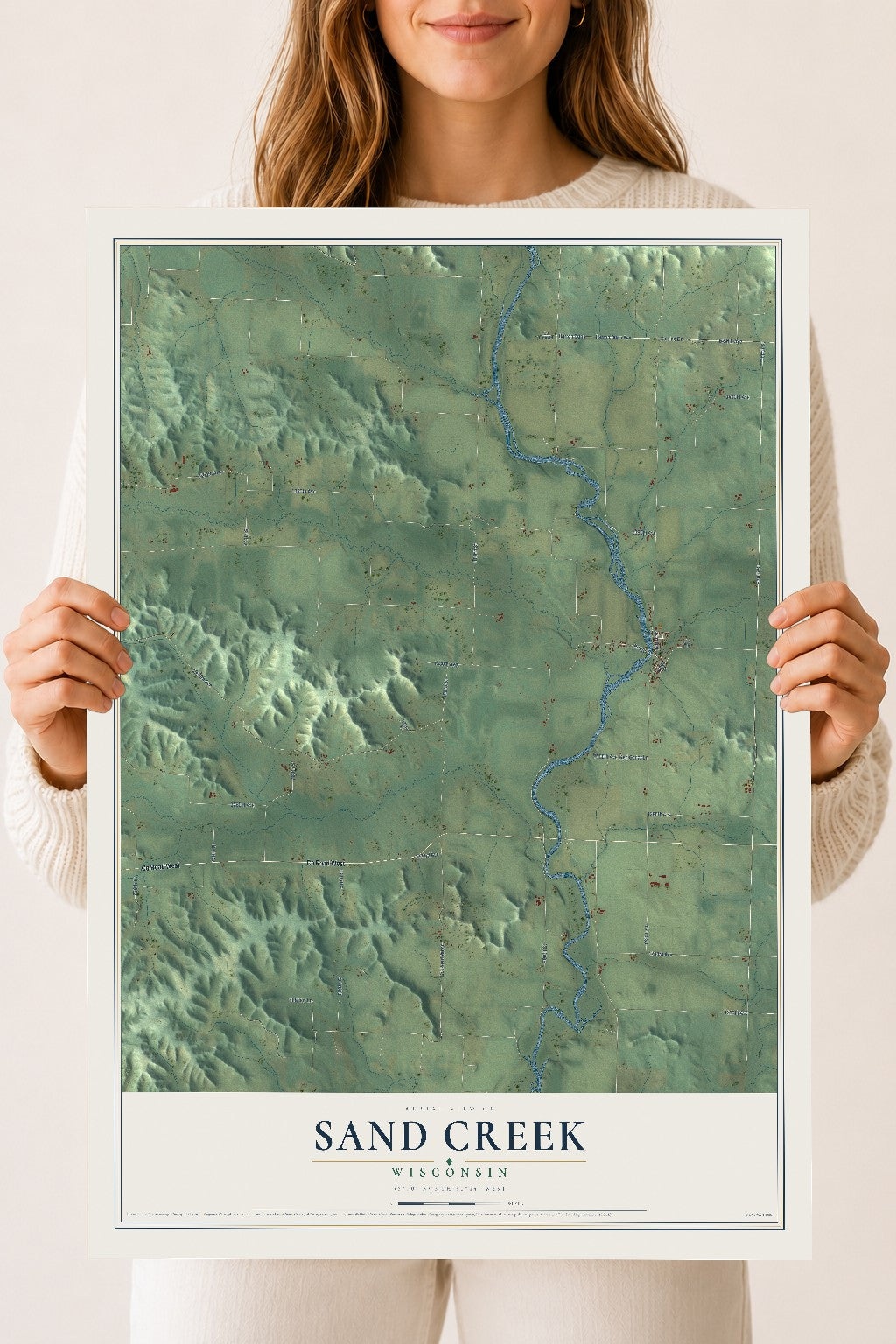 Map of Sand Creek, Wisconsin, 18 x 24 inch unframed archival matte print