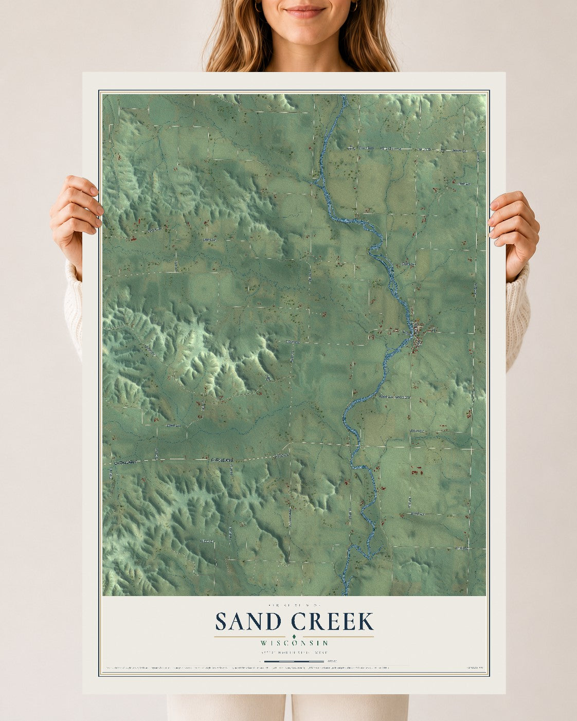 Map of Sand Creek, Wisconsin, 24 x 36 inch unframed archival matte print