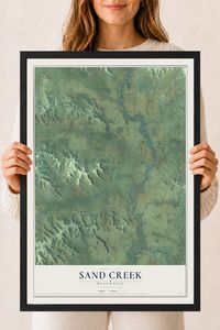 Map of Sand Creek, Wisconsin, 18 x 24 inch print in a black wood frame
