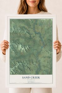 Map of Sand Creek, Wisconsin, 18 x 24 inch print in a white wood frame