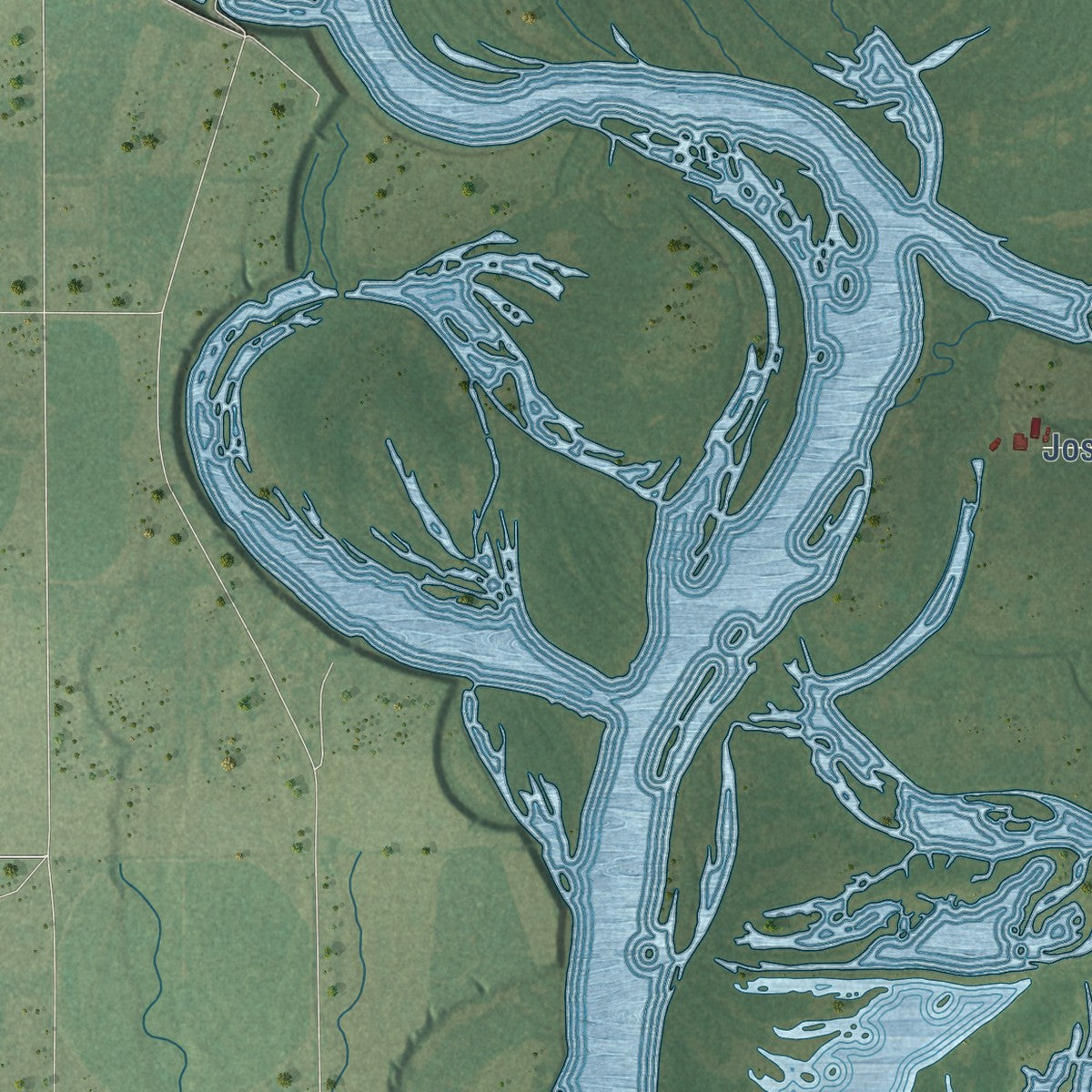 Second close-up of the map of Saratoga, Wisconsin print showing more streets and buildings