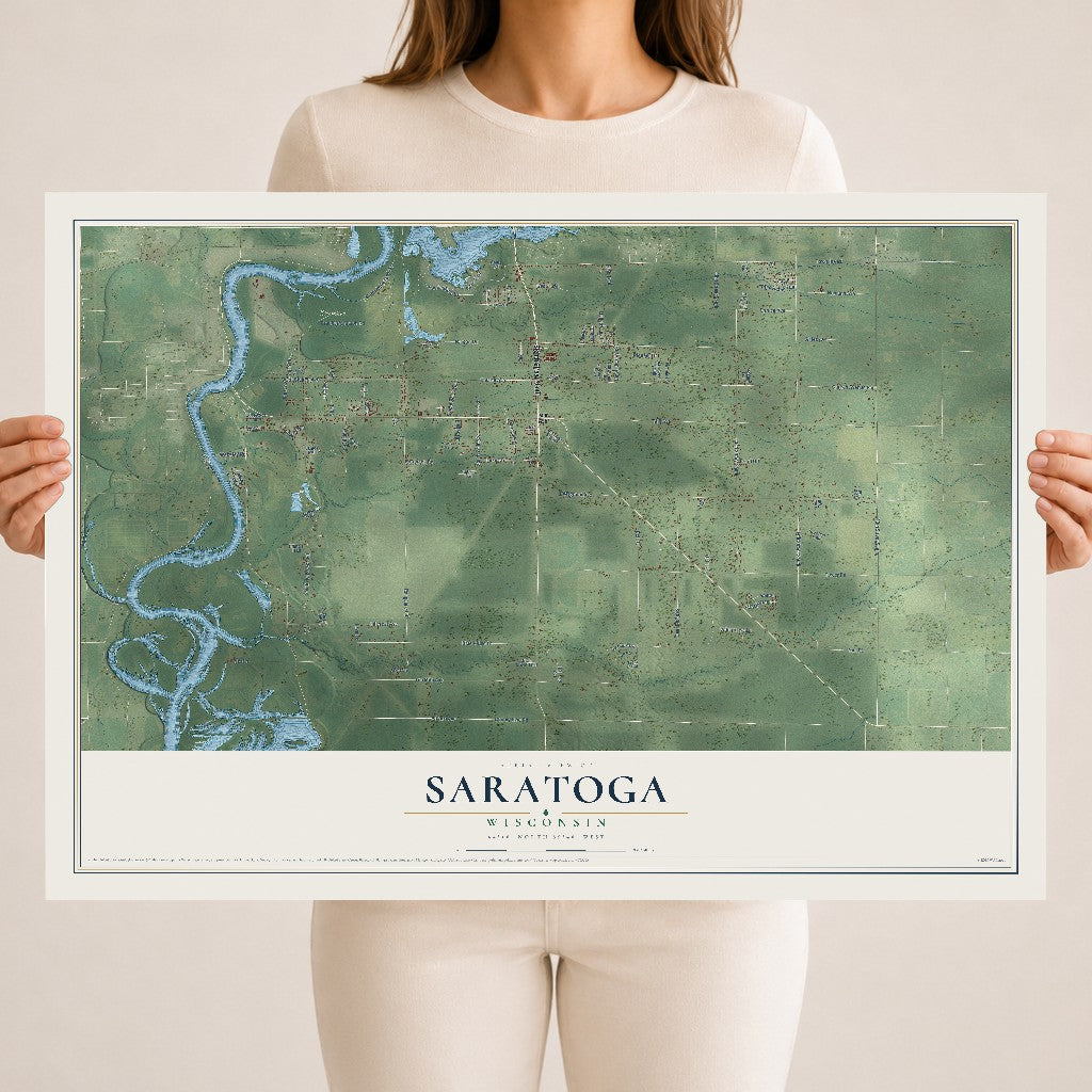 Map of Saratoga, Wisconsin, 18 x 24 inch unframed archival matte print